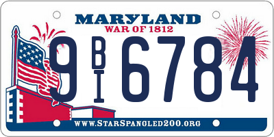 MD license plate 9BI6784