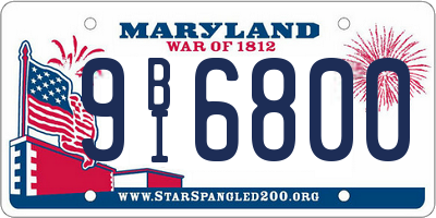 MD license plate 9BI6800