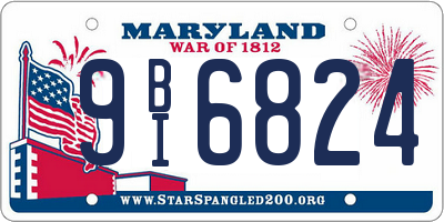 MD license plate 9BI6824