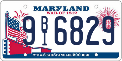 MD license plate 9BI6829