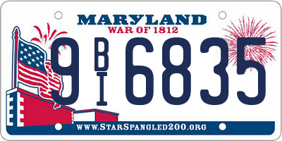 MD license plate 9BI6835