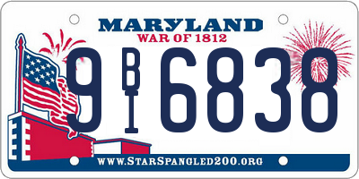 MD license plate 9BI6838