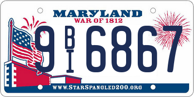 MD license plate 9BI6867