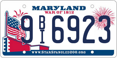MD license plate 9BI6923