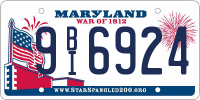 MD license plate 9BI6924