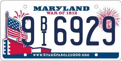 MD license plate 9BI6929