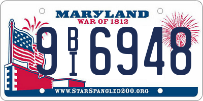 MD license plate 9BI6948