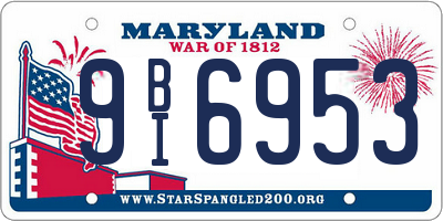 MD license plate 9BI6953