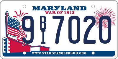 MD license plate 9BI7020