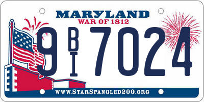 MD license plate 9BI7024