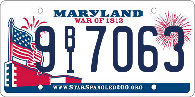MD license plate 9BI7063