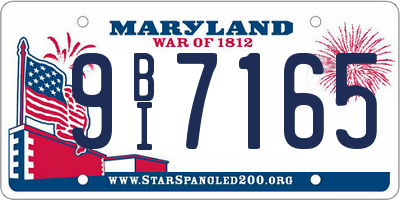MD license plate 9BI7165