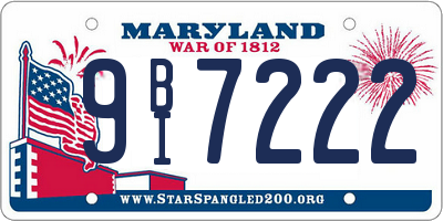 MD license plate 9BI7222