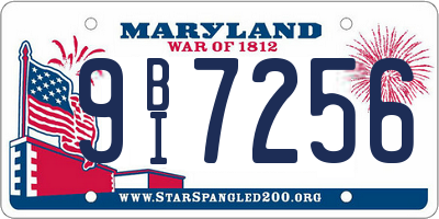 MD license plate 9BI7256