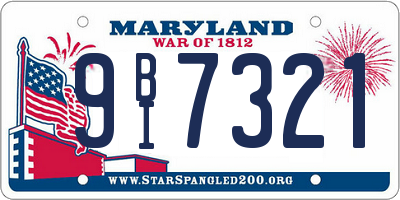 MD license plate 9BI7321