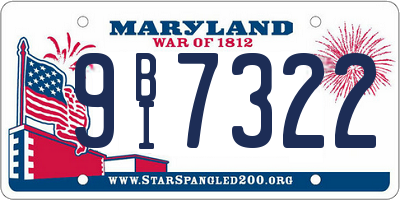 MD license plate 9BI7322