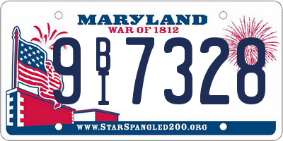 MD license plate 9BI7328