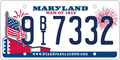 MD license plate 9BI7332
