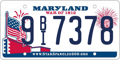 MD license plate 9BI7378
