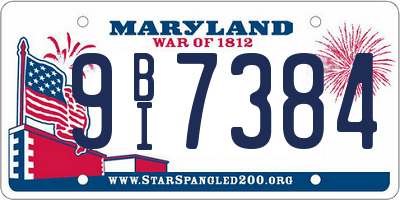 MD license plate 9BI7384