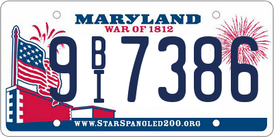 MD license plate 9BI7386