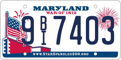 MD license plate 9BI7403