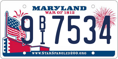MD license plate 9BI7534