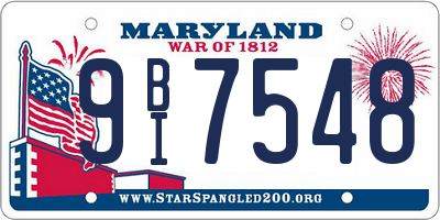 MD license plate 9BI7548