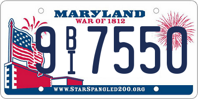 MD license plate 9BI7550