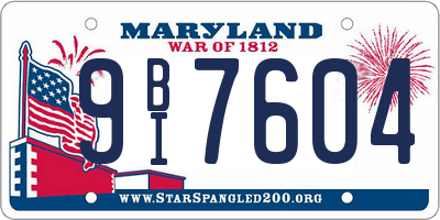 MD license plate 9BI7604