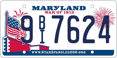 MD license plate 9BI7624