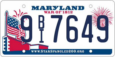 MD license plate 9BI7649
