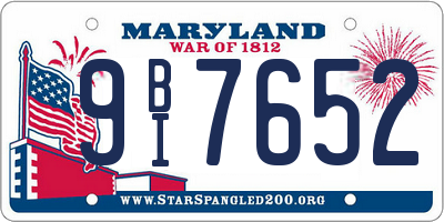 MD license plate 9BI7652