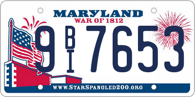 MD license plate 9BI7653