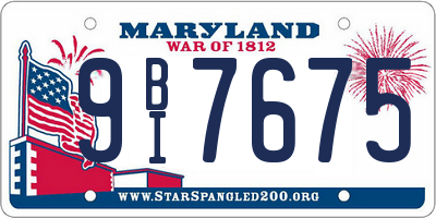 MD license plate 9BI7675
