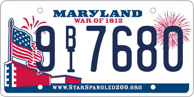 MD license plate 9BI7680