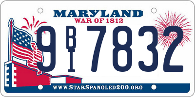 MD license plate 9BI7832