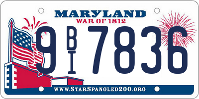 MD license plate 9BI7836