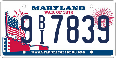 MD license plate 9BI7839