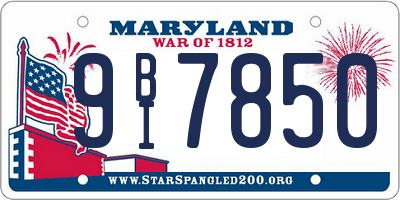 MD license plate 9BI7850