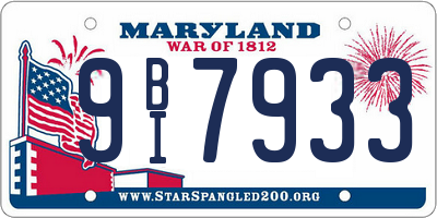 MD license plate 9BI7933