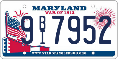 MD license plate 9BI7952