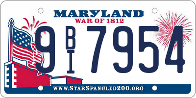 MD license plate 9BI7954