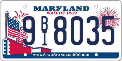 MD license plate 9BI8035