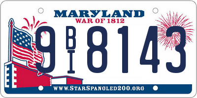 MD license plate 9BI8143