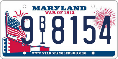 MD license plate 9BI8154