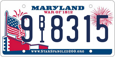 MD license plate 9BI8315