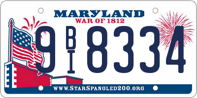 MD license plate 9BI8334