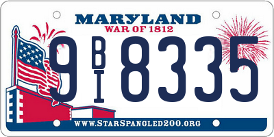 MD license plate 9BI8335