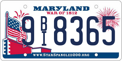 MD license plate 9BI8365